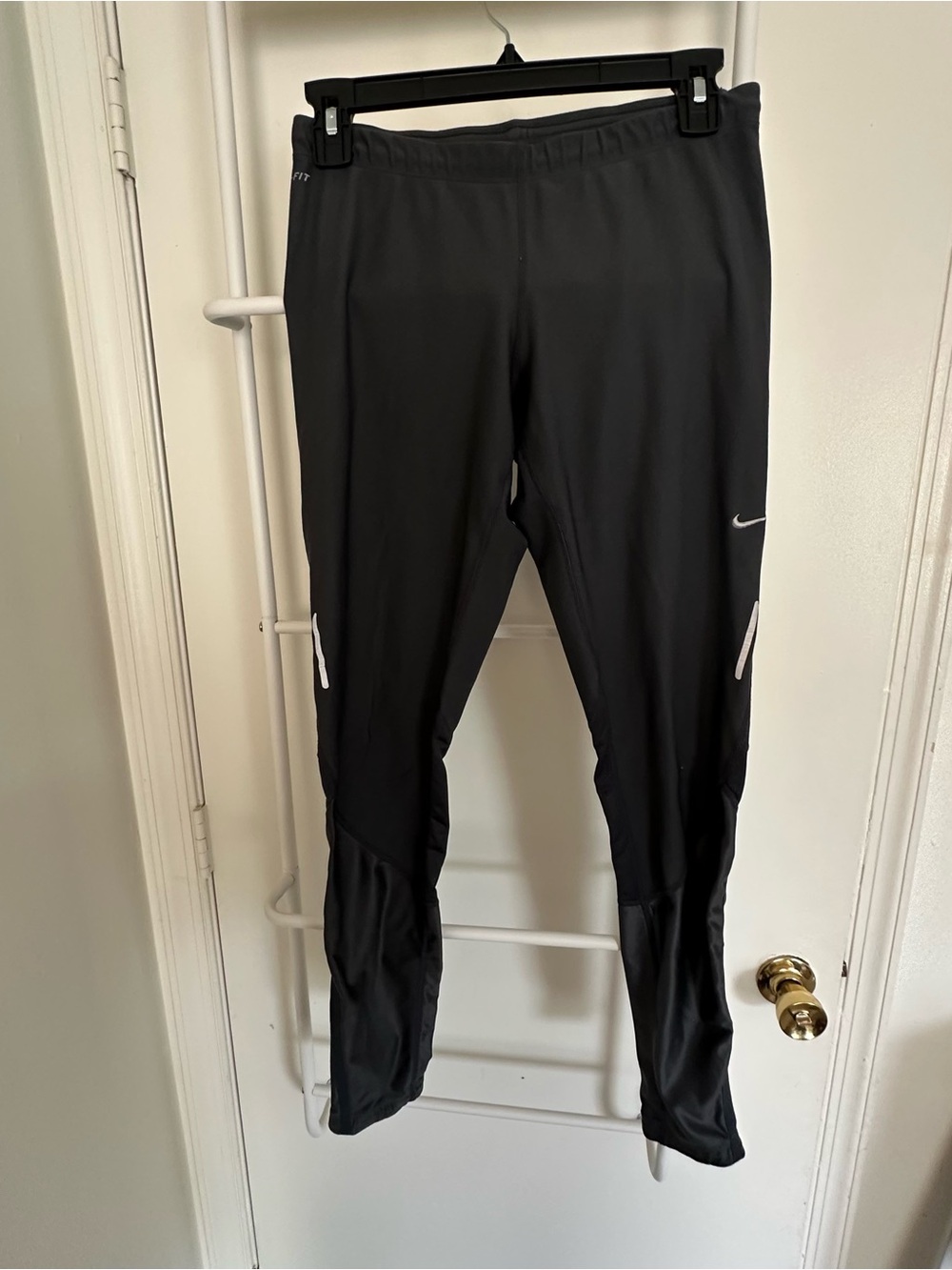 Nike Black Performance Running Tights with White Reflective Details